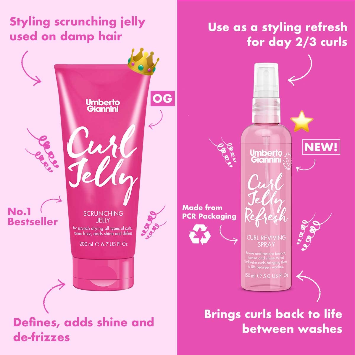 Umberto Giannini Curl Jelly next to hand for scale showing travel-friendly size