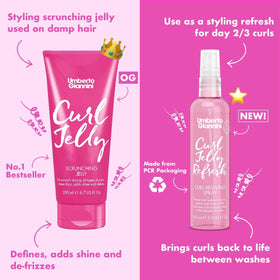 Umberto Giannini Curl Jelly next to hand for scale showing travel-friendly size