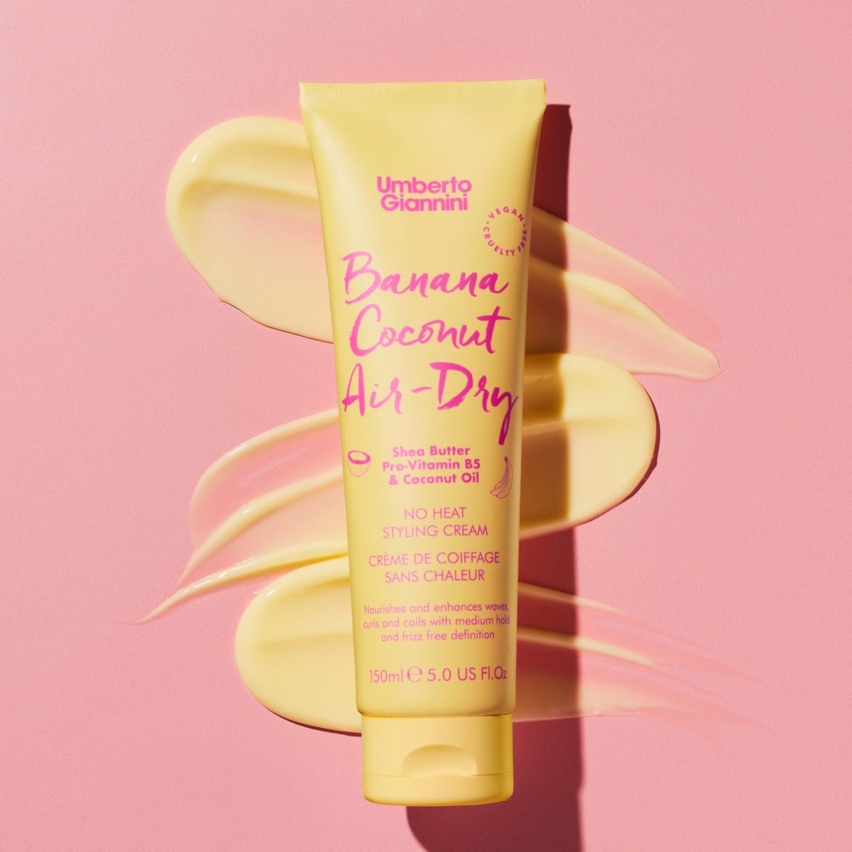 Umberto Giannini duo staged in bathroom, demonstrating everyday styling routine