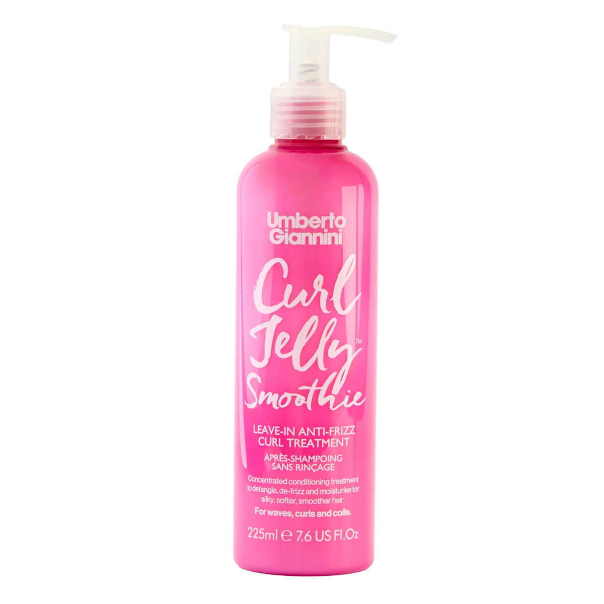 Umberto Giannini front packaging showing Curl Jelly Smoothie and benefits