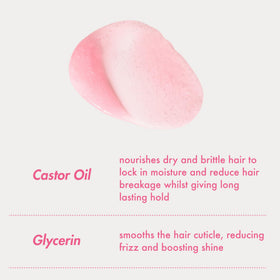 Umberto Giannini clear gel swatch showing glossy, frizz-control finish