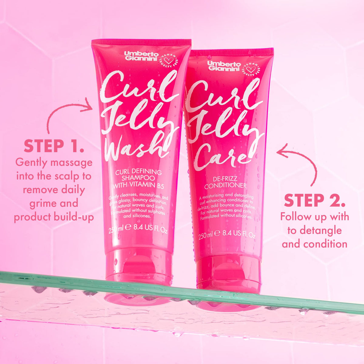 Umberto Giannini products lined up for travel showcasing compact, packable sizes