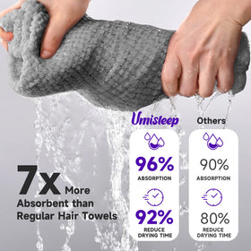 Umisleep towel in bathroom lifestyle, travel-ready and time-saving benefit