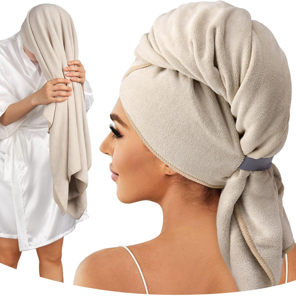 Umisleep front view of camel towel showing full coverage benefit