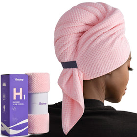 Umisleep front view pink towel wrap showing full coverage and soft finish