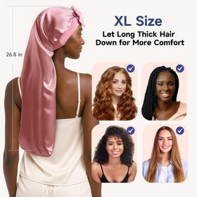 Umisleep full-profile displaying bonnet length with long braids inside for volume