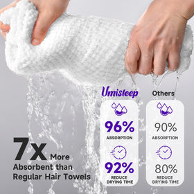 Umisleep towel on bathroom vanity ready for morning routine convenience