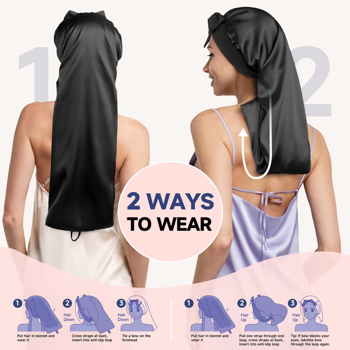 Umisleep bonnet on pillow illustrating hair protection and cleaner bedding