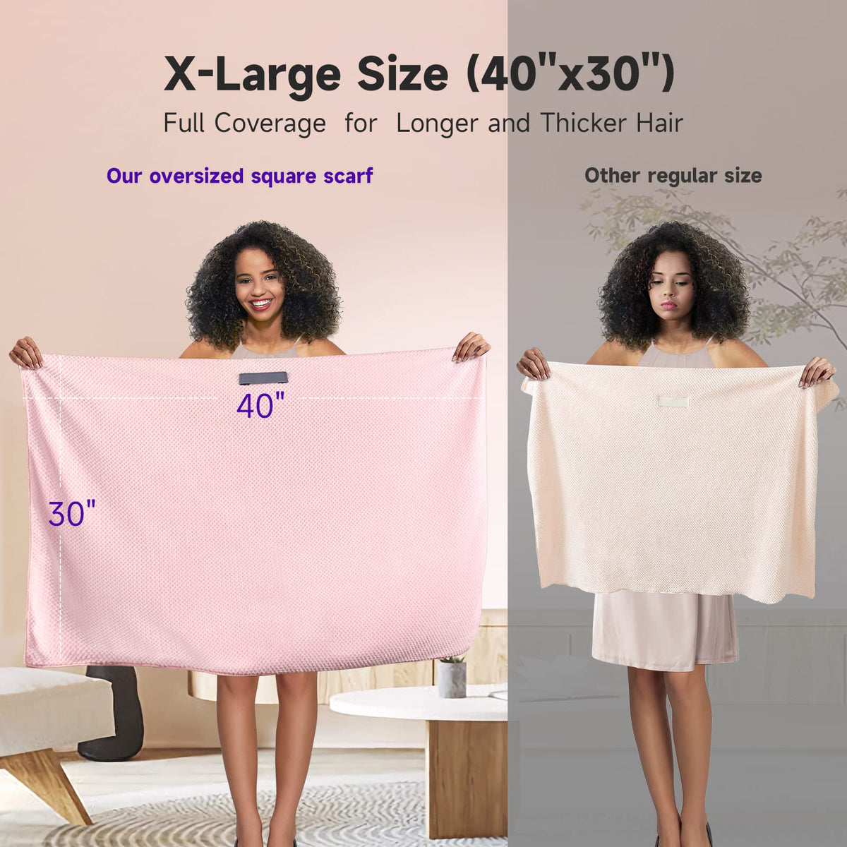 Umisleep folded towel beside ruler showing 40 by 30 inch size advantage