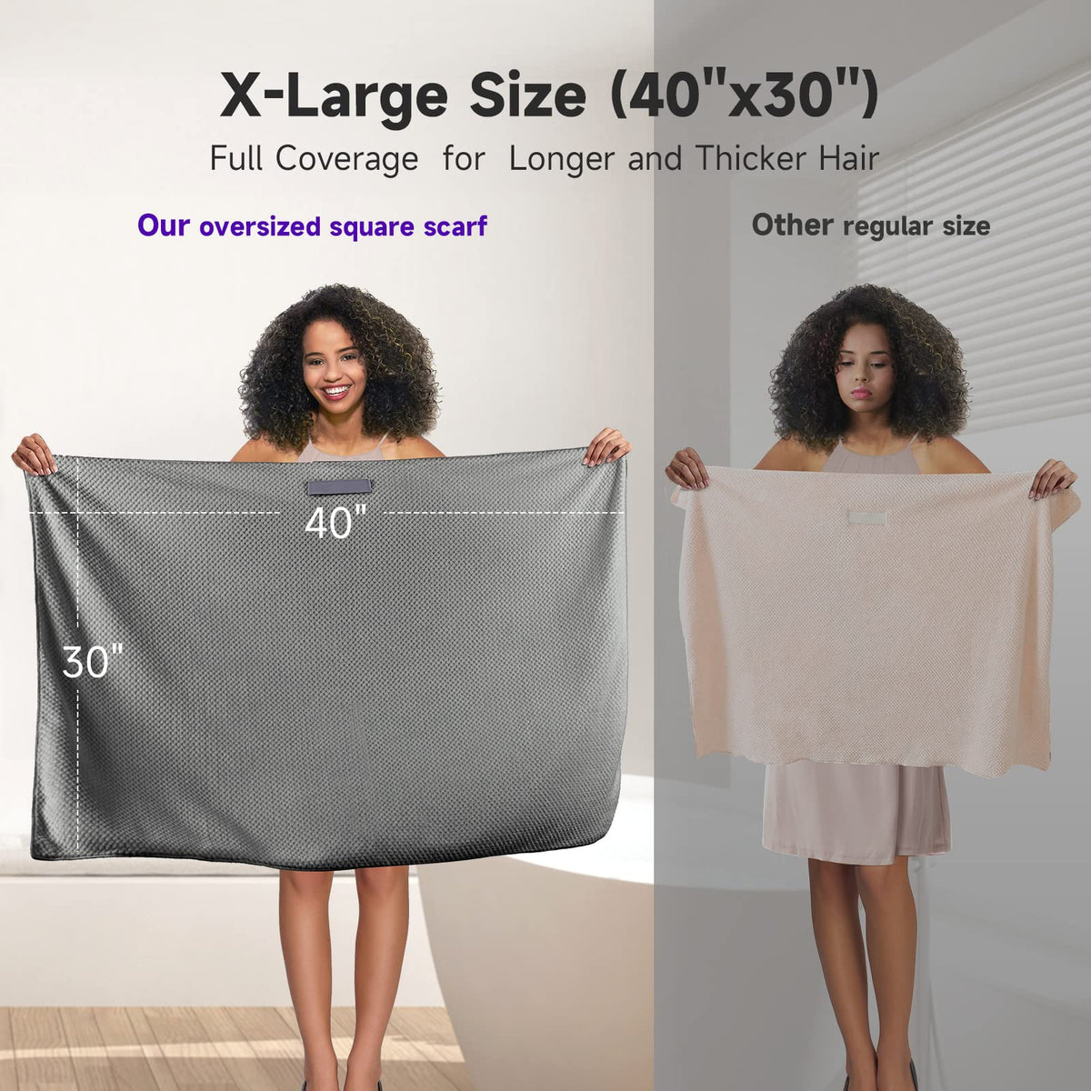 Umisleep towel laid on mannequin showing oversized dimensions and coverage