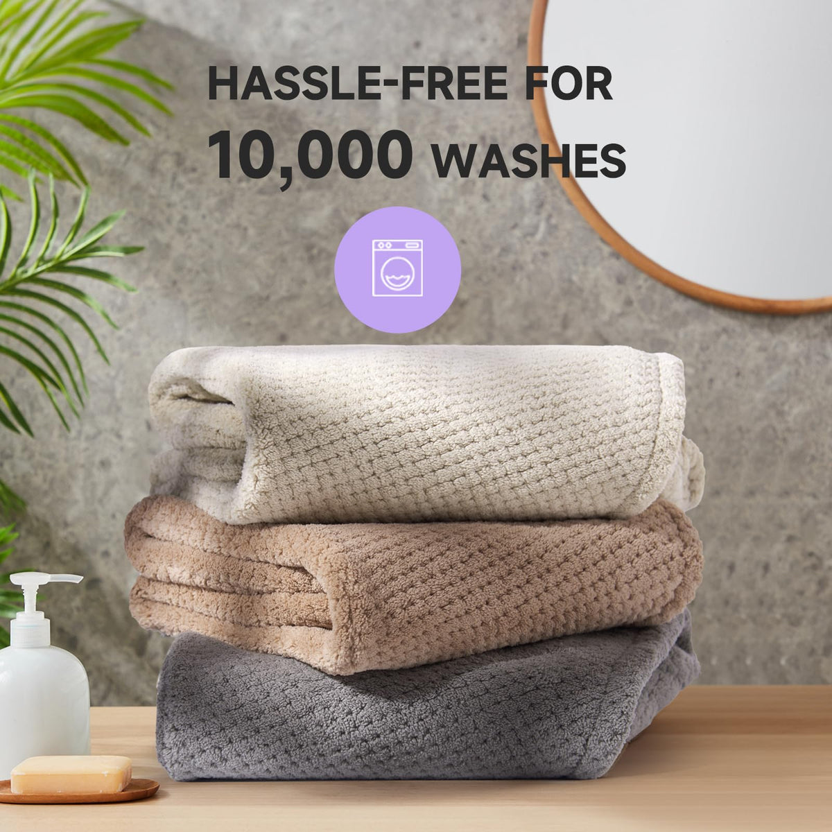 Umisleep towel in bathroom travel setting for lightweight portable hair drying