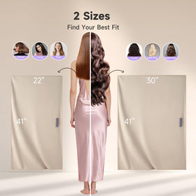 Umisleep towel wrapped on long hair demonstrating gentle drying and reduced frizz