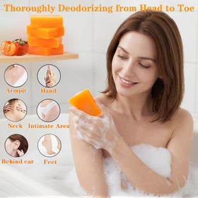 Umpeimvon soap in hand creating rich lather for effective cleansing