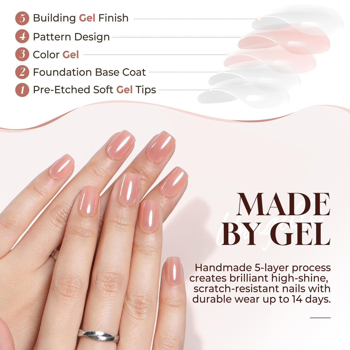 UNA GELLA underside view with adhesive tabs for easy, damage-free removal