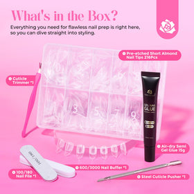 UNA GELLA air-dry glue tube with label highlighting lamp-free cure
