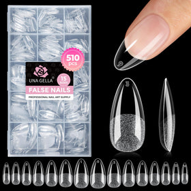 UNA GELLA front packaging showing 510-piece almond tips and brand