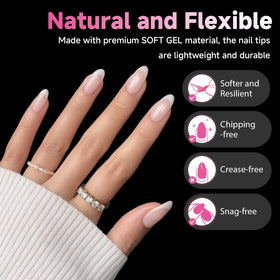 UNA GELLA almond shape profile demonstrating natural curved fit