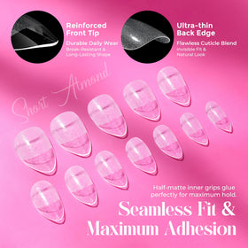 UNA GELLA almond tips array in 12 sizes for precise finger fit