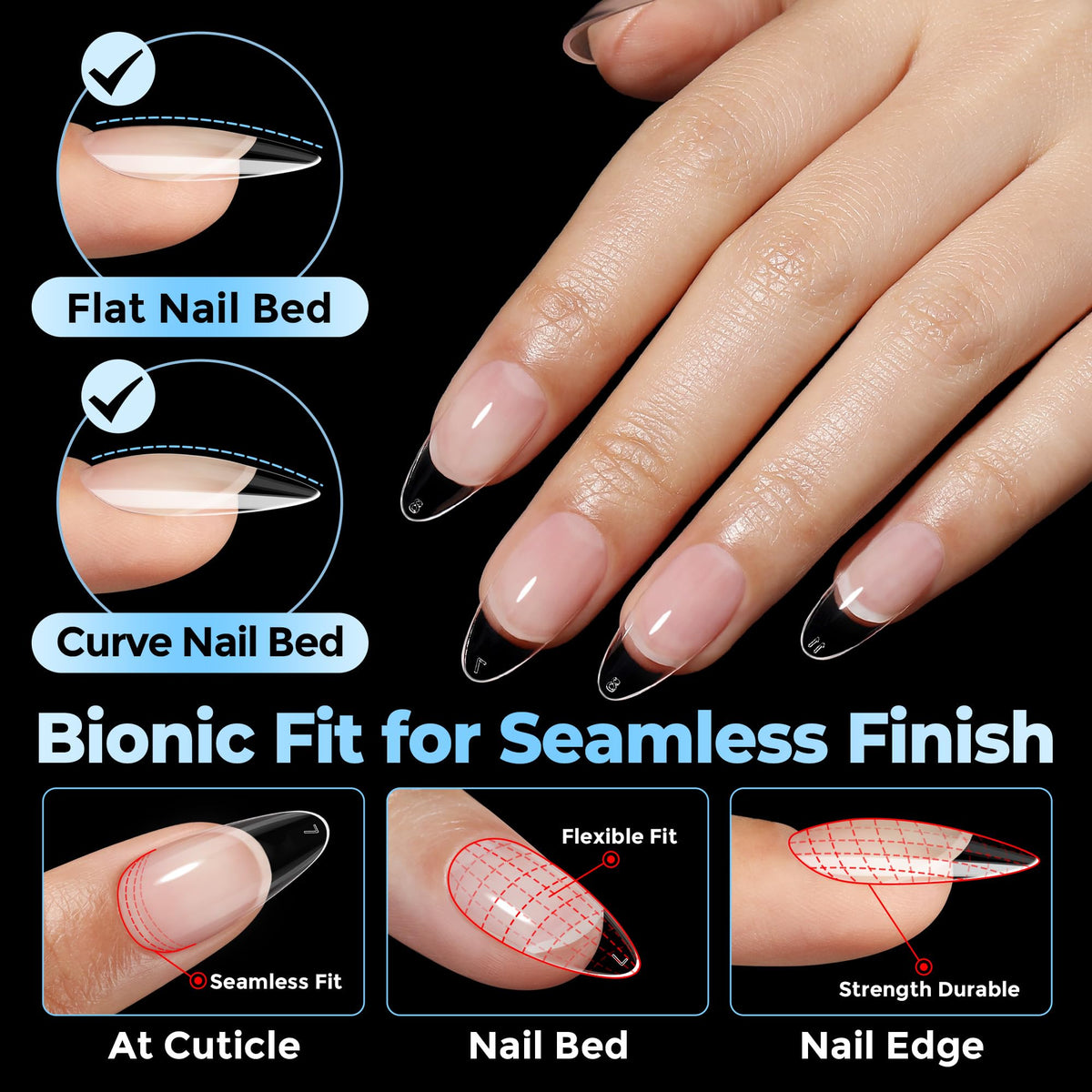 UNA GELLA hand applying glue to a tip for fast, secure press-on application