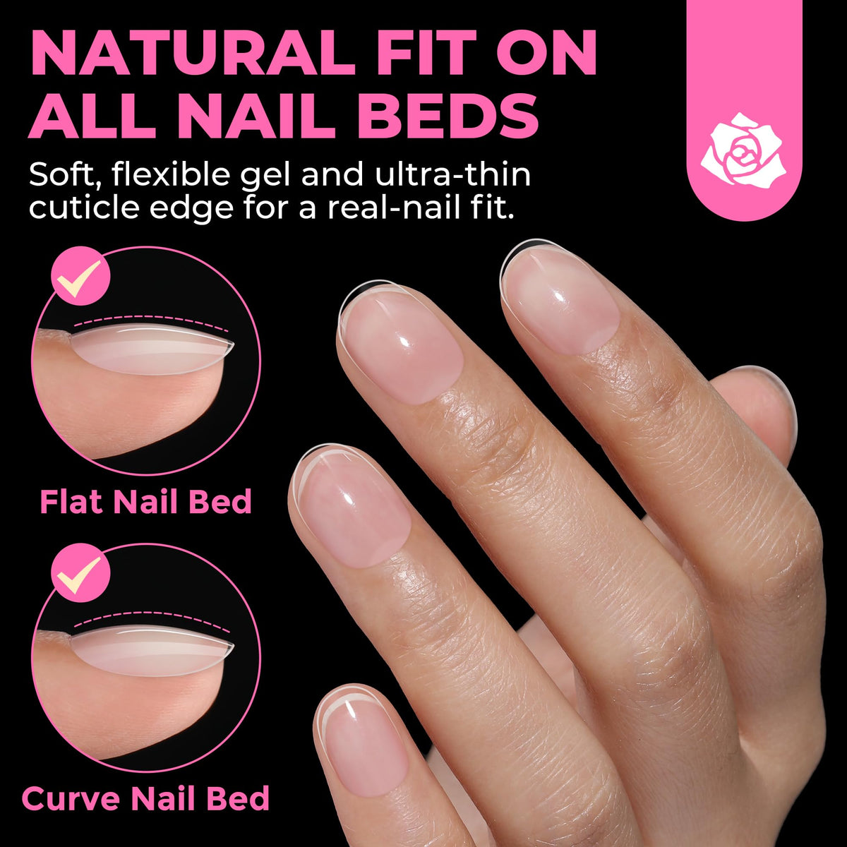 UNA GELLA application in hand demonstrating easy press-on fit advantage