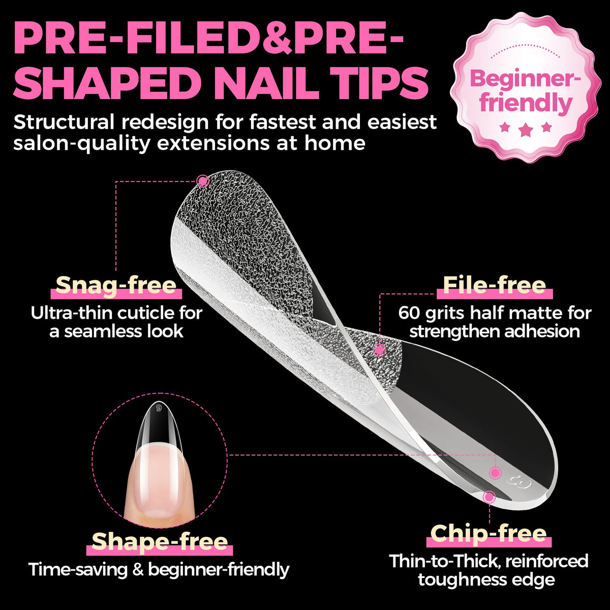 UNA GELLA hand applying a tip to nail bed demonstrating easy at-home use