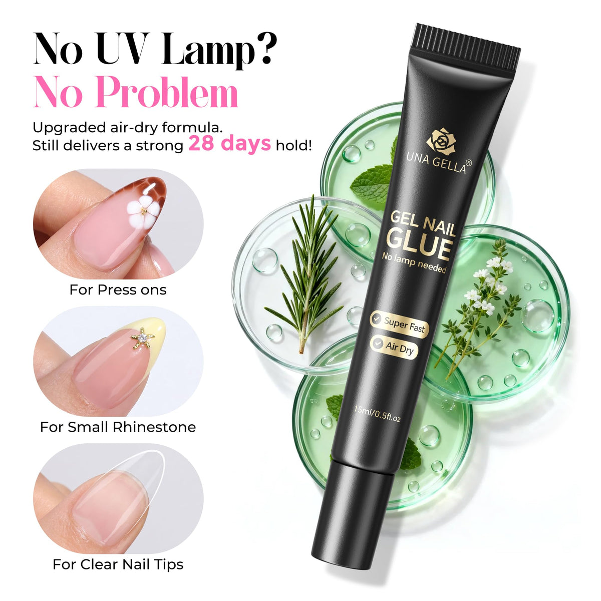 UNA GELLA application in progress demonstrating quick press-on process