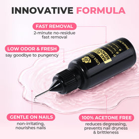 UNA GELLA applying glue to press-on demonstrating mess-free control