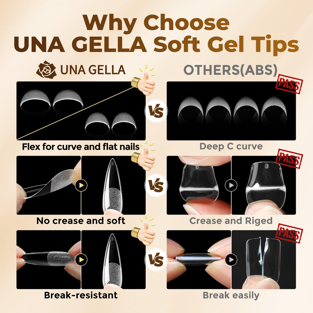 UNA GELLA model applying press-on tips for quick at-home manicure