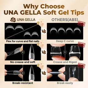 UNA GELLA model applying press-on tips for quick at-home manicure
