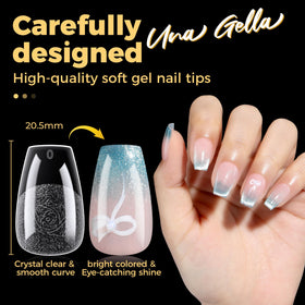 UNA GELLA application process image with glue/gel, highlights straightforward DIY use