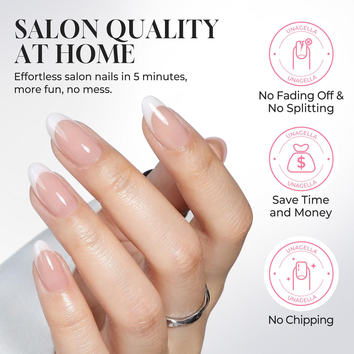 UNA GELLA nail file and wooden cuticle stick for neat preparation benefit