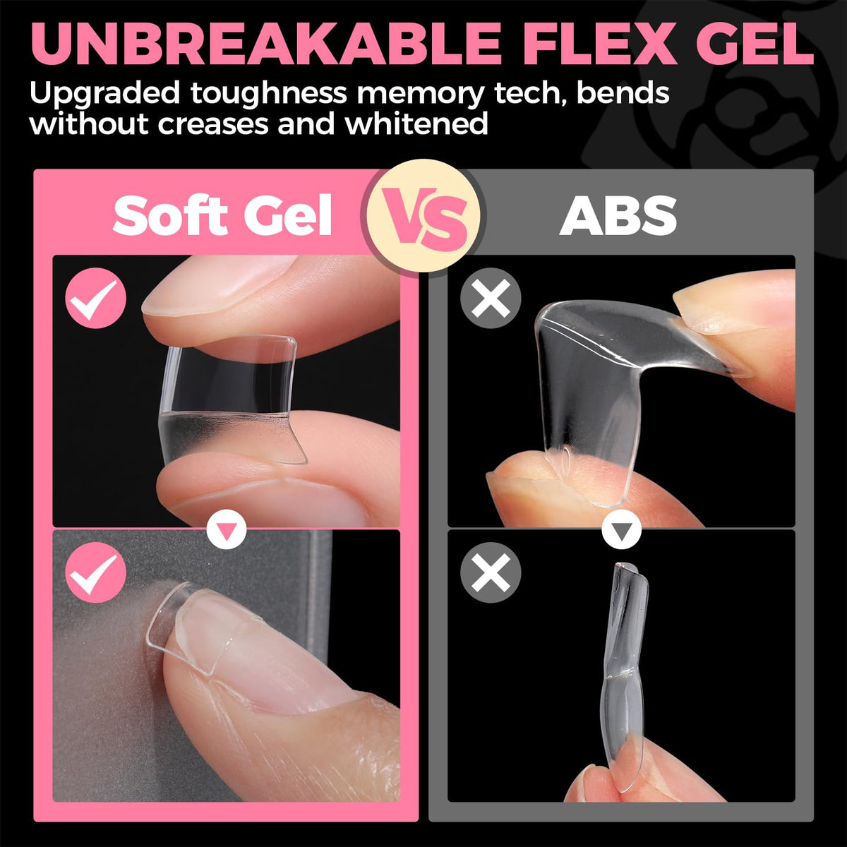 UNA GELLA on nails displaying crisp square French manicure benefit