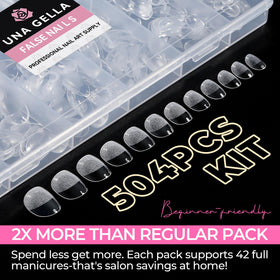 UNA GELLA clear tips arranged displaying full coverage and salon look