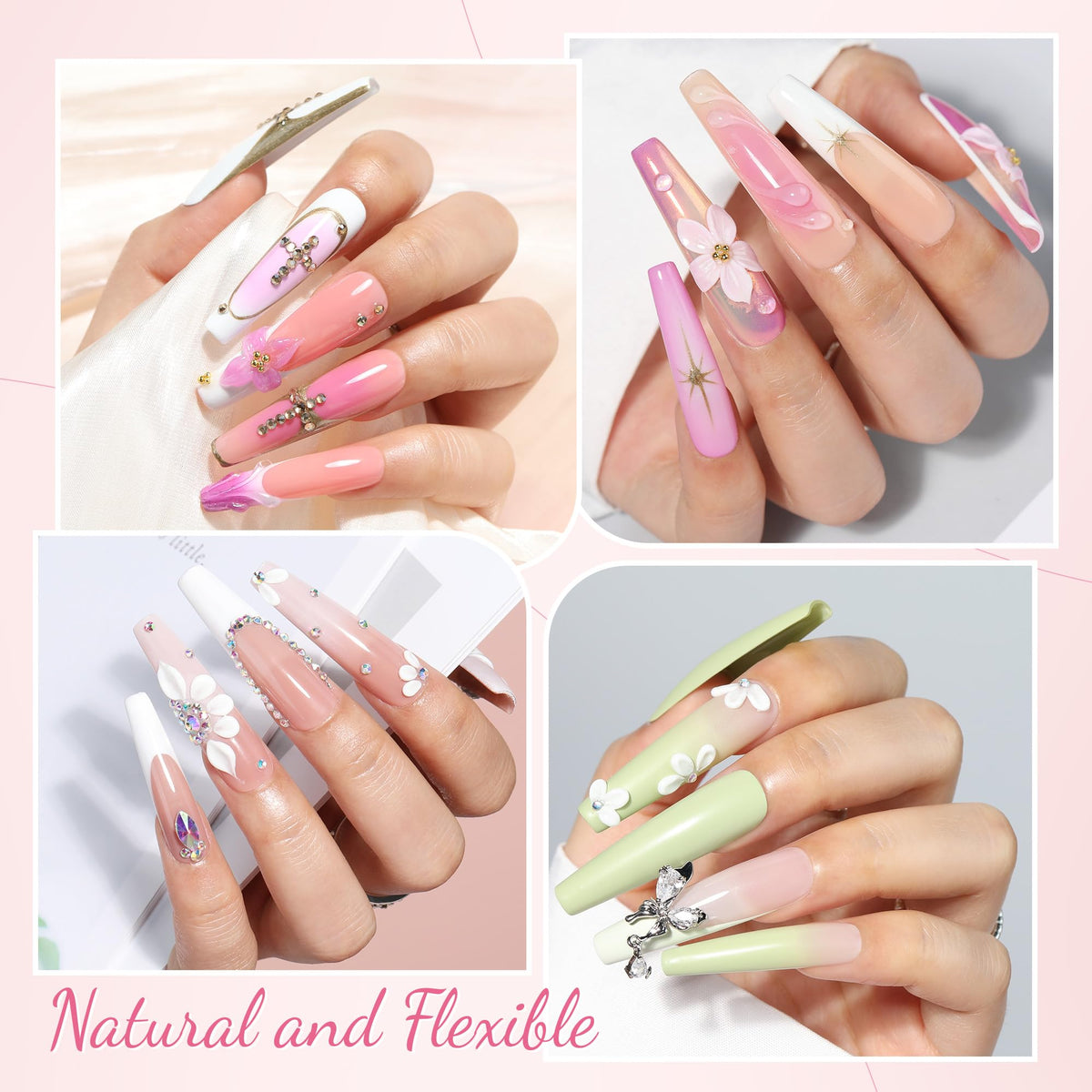 UNA GELLA close-up of clear tip texture showing flexible soft gel benefit