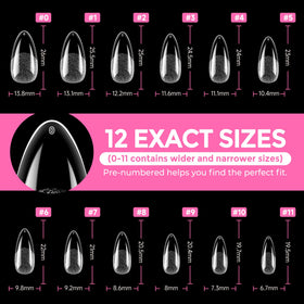 UNA GELLA clear tips stacked to display variety and storage convenience