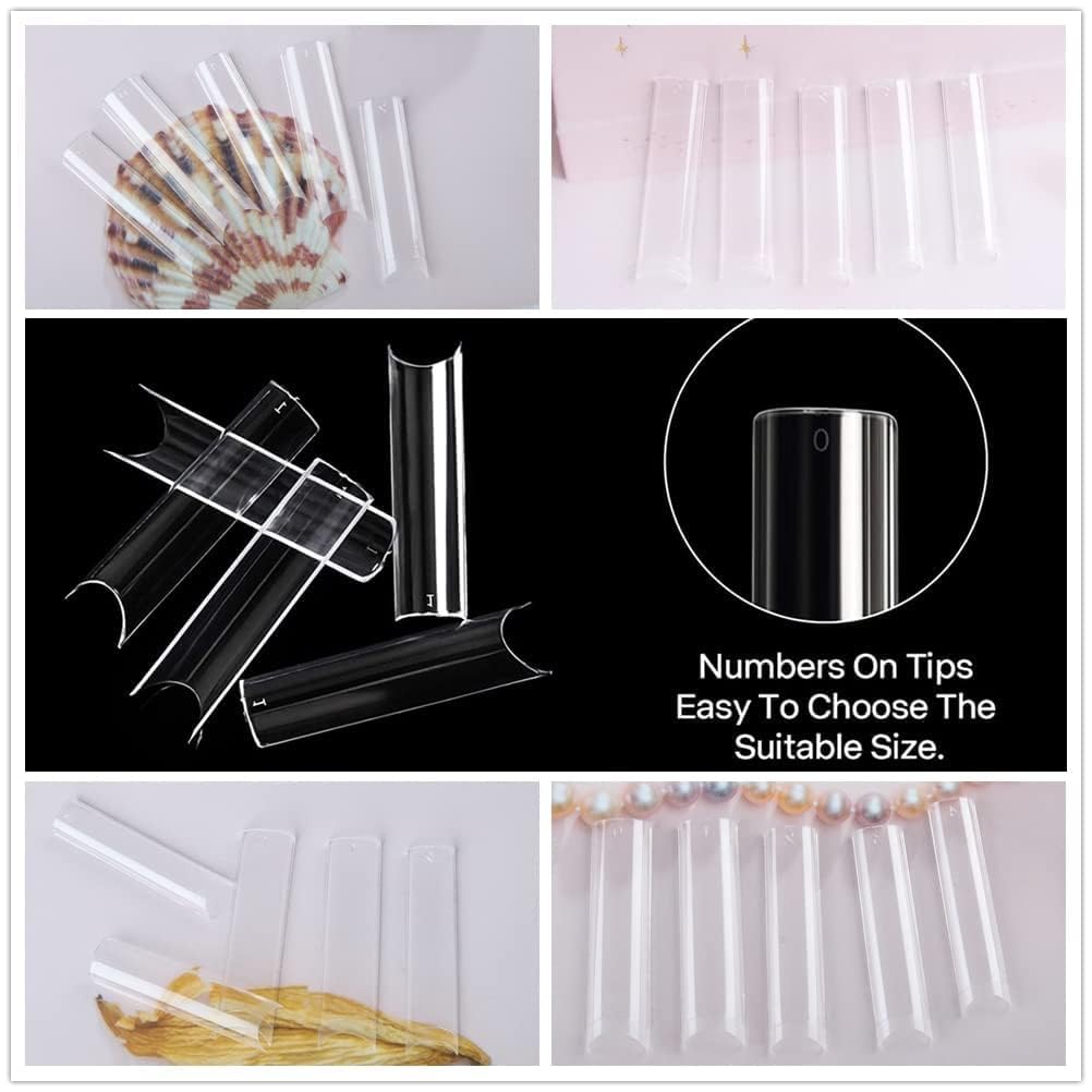 UNA GELLA stacked clear tips beside a ruler for length and scale comparison