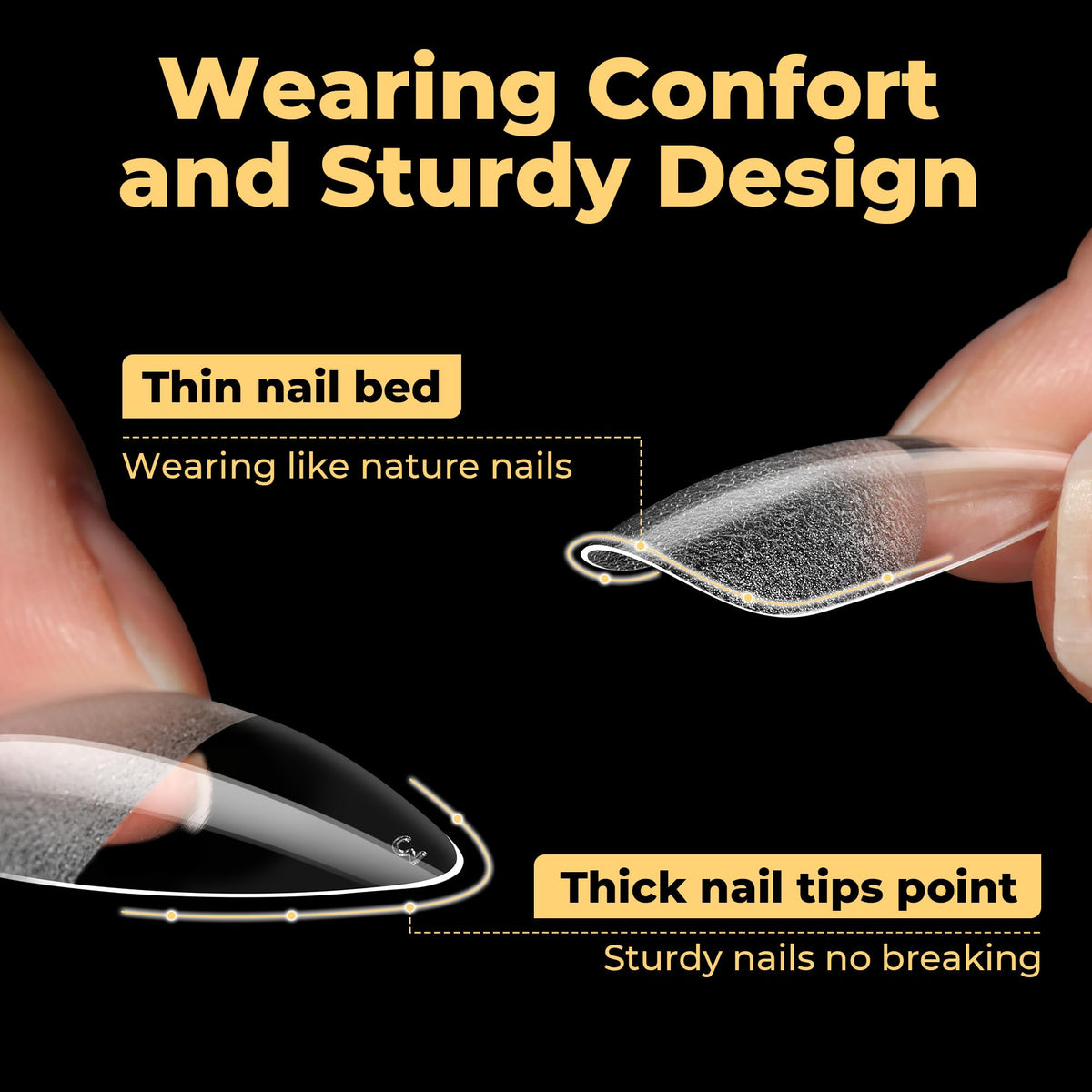 UNA GELLA clear tips with polish application highlighting smooth finish for art