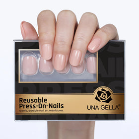 UNA GELLA close-up of squoval curve highlighting natural nail fit and comfort