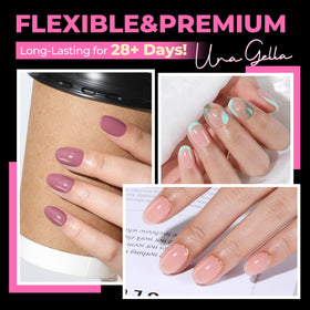 UNA GELLA close-up of tip texture highlighting flexible soft-gel durability