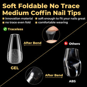 UNA GELLA close-up of soft-gel bending to show flexibility and no cracking benefit