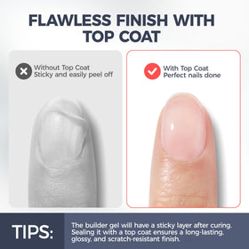 UNA GELLA close-up of gel texture highlighting smooth self-leveling formula benefits