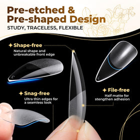 UNA GELLA edge profile showing thick-front thin-back design for strength and comfort