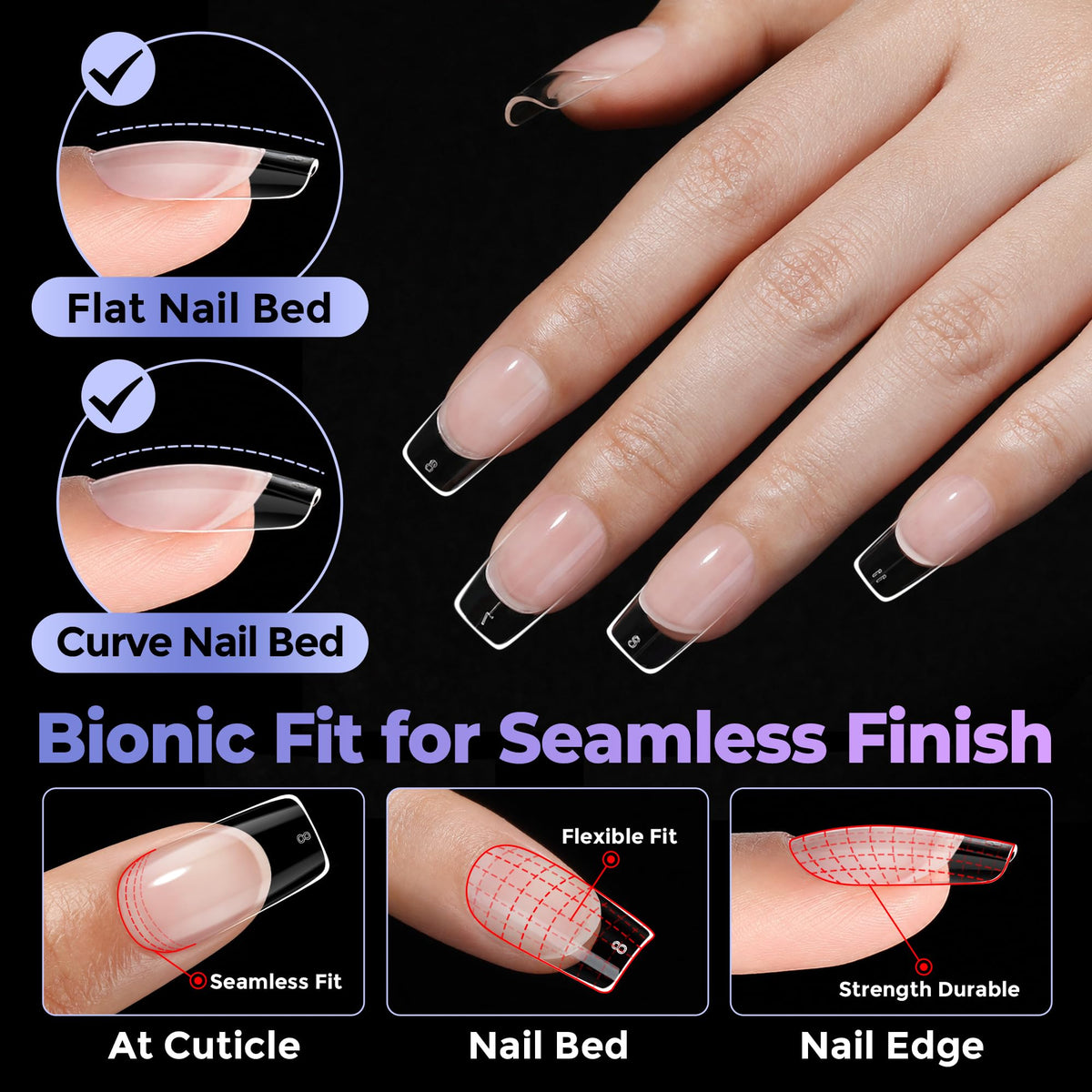 UNA GELLA ultra-thin edge detail blending seamlessly with real nails