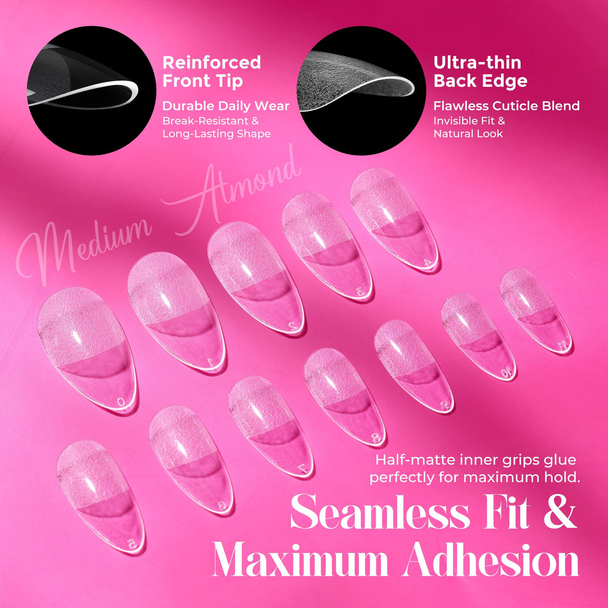 UNA GELLA finished medium almond nails in lifestyle setting, polished look