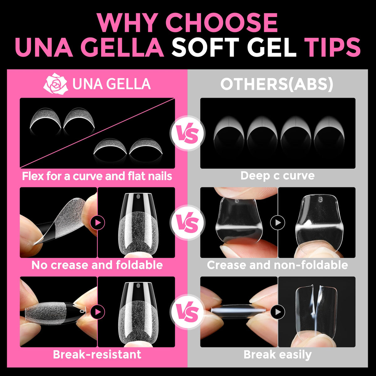 UNA GELLA finished short coffin manicure on model hand showing salon-quality look