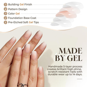 UNA GELLA on a model's hand showcasing natural short square fit