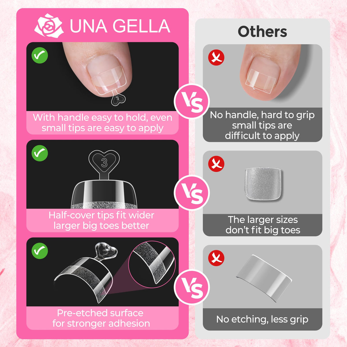 UNA GELLA toe tip being bent to show flexible, break-resistant material advantage