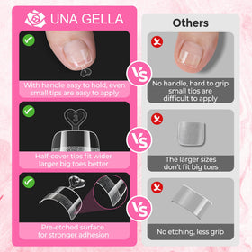 UNA GELLA toe tip being bent to show flexible, break-resistant material advantage