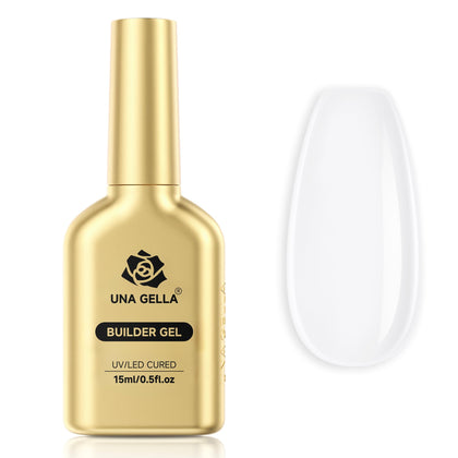 UNA GELLA front bottle showing clear builder gel for easy identification and fast use
