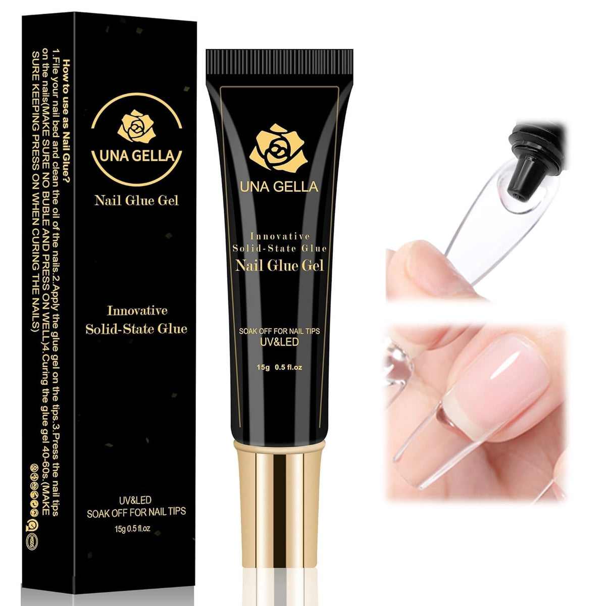 UNA GELLA front bottle showing 15ml compact packaging and clear branding for convenience